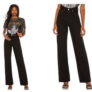 Dr Denim Revolve Straight Jeans 29 Echo High Rise Designer Basic Casual Black